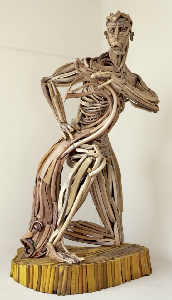 Houten beeld van een visser, VISSER 1993